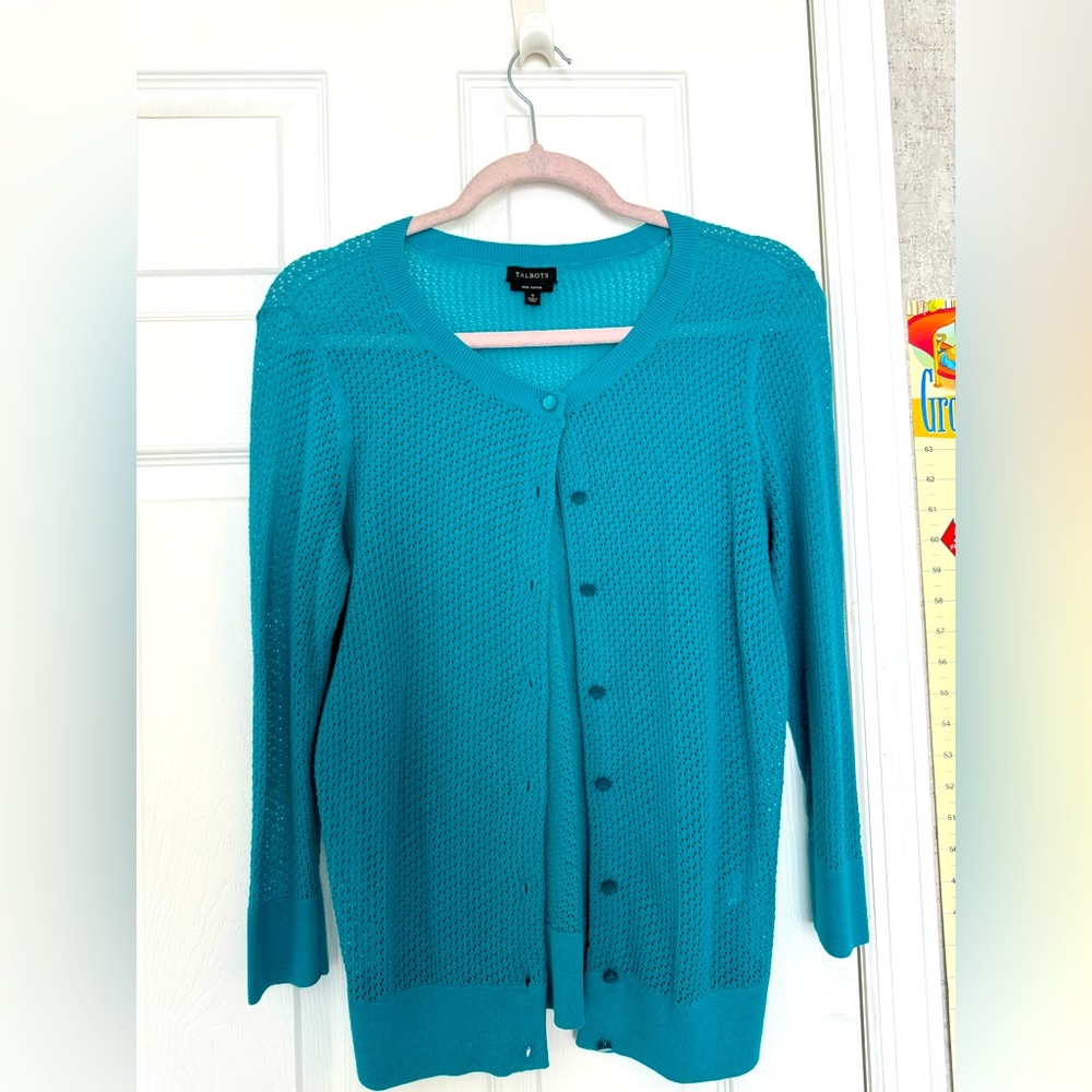 Talbots Pima cotton Teal small women’s cardigan